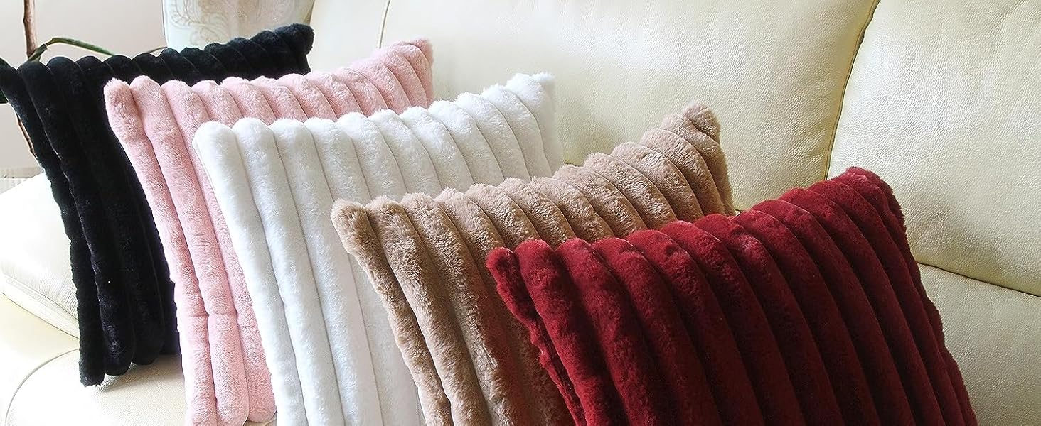 16x16 Throw Pillow Covers Set of 2, Decorative Faux Fur