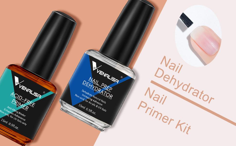 VENALISA Nail Prep Dehydrator and Nail Primer for Acrylic Nails and UV gel, Professional Natural