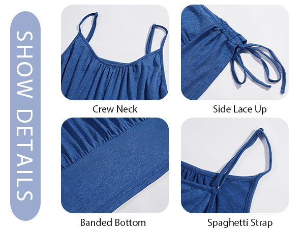 Hongqizo Spaghetti Strap Sleeveless Lace Up Elastic Waist