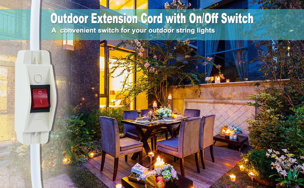 Short Power Extension Cord with On Off Switch 8INCH Flat Plug Short