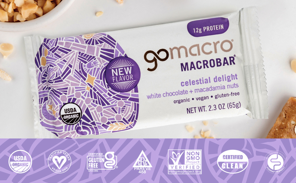 GoMacro White Chocolate Macadamia Nut Plant Based Protein Bar