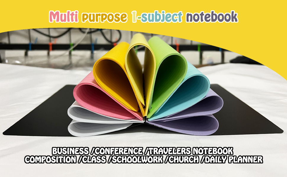 Alopuxi Spiral Notebook, Colored Lined College Ruled Paper