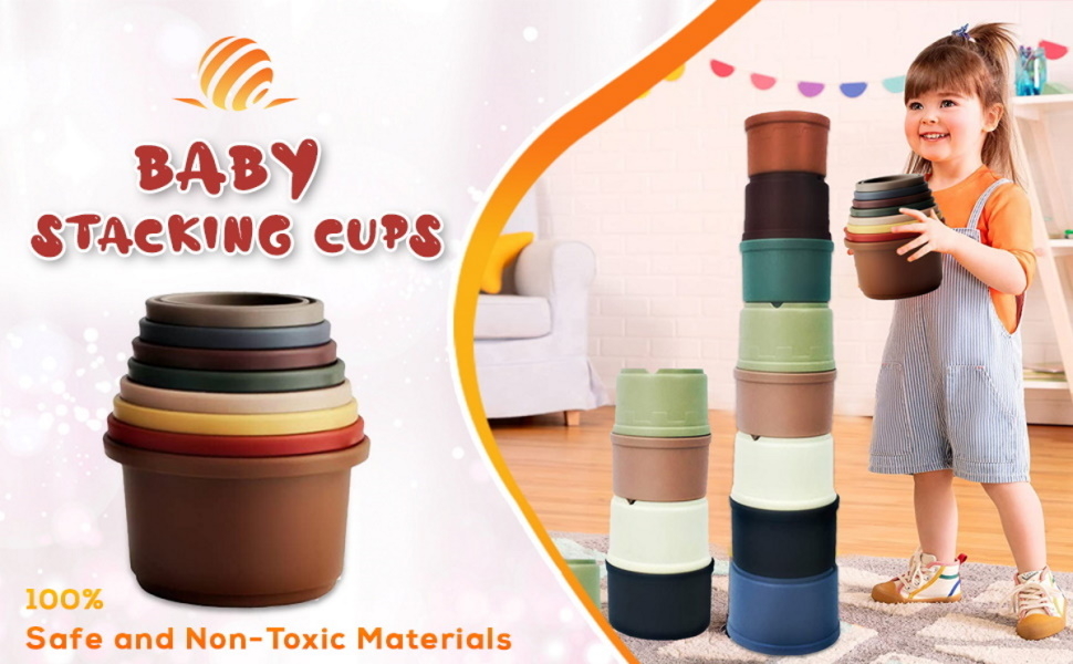 Baby Stacking Cups Plastic Cups Toddler Bath Toys Stack Cup Baby Toy Activity Nesting Cup 8 Set