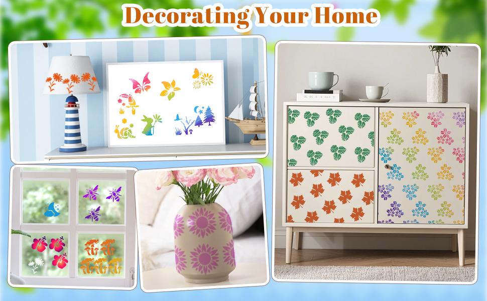 Plant and Butterfly stencil