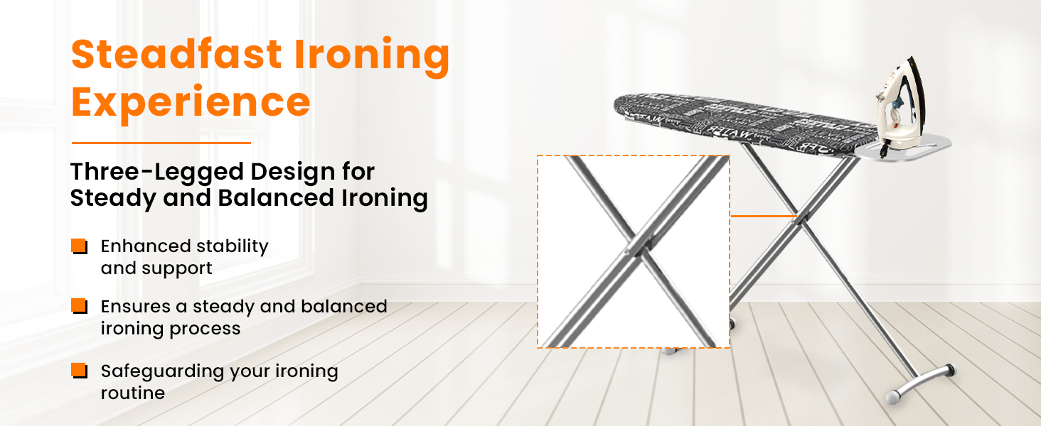 Berlin Iron Table,Three legged ironboard,Stylish Ironboard,Black Textured Fabric