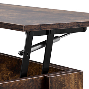 HOOSENG Lift Top Coffee Table, Wooden Coffee Table With Storage Space, Industrial Coffee Table Tea Table For Living Room, Office, Balcony, Rustic Brown, 100 X 45 X£¨49-63 ) CM 14 1
