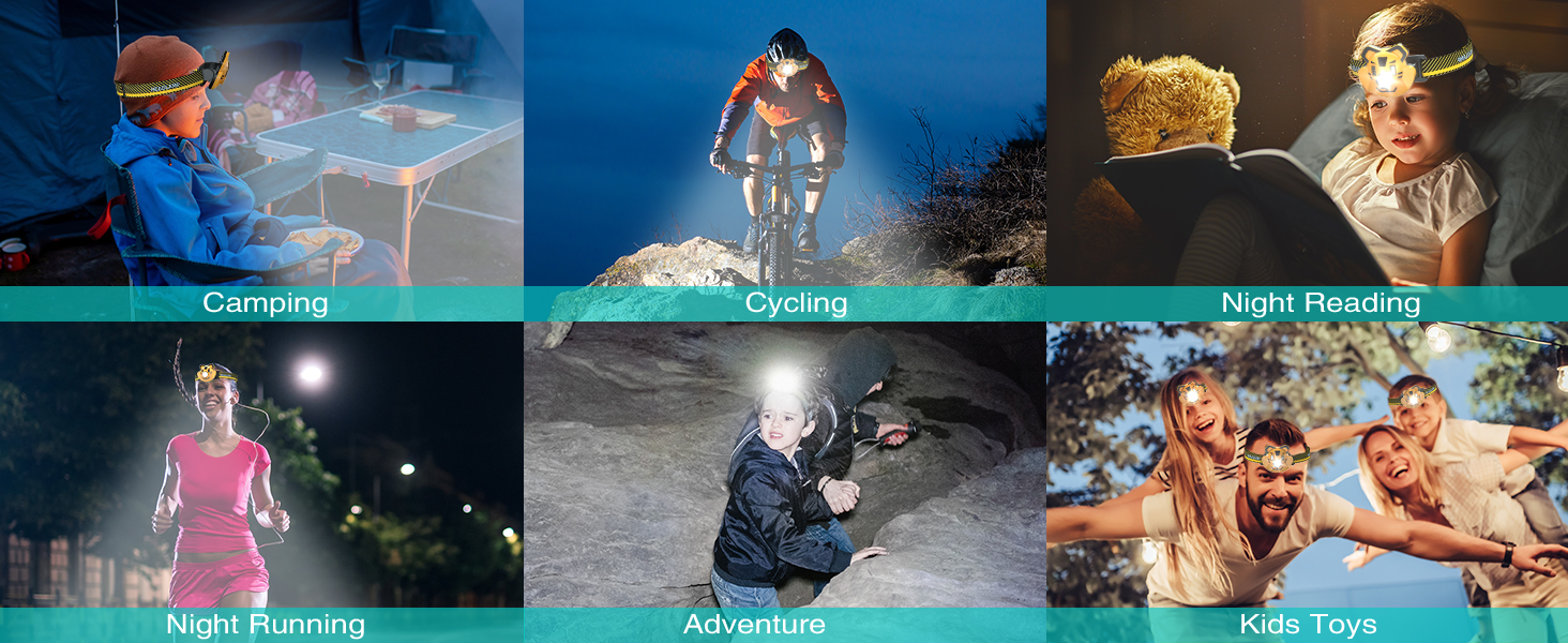 LED Headlamp Flashlight Bright Headlight Adjustable Headband for Kids Adults