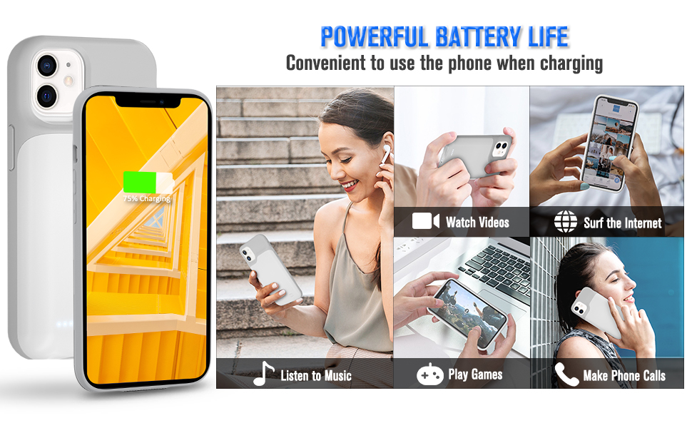 SlaBao iPhone 11 Battery Case, 6000mAh Portable Protective Charging