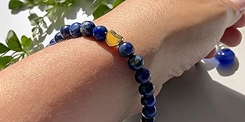 Steinfixx Armband Handmade Lapislazuli Perlen Edelstein Naturstein Gold echt 333 Herz elegant