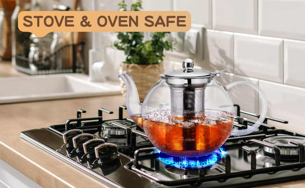 Glass Teapot, Zpose 40oz/1200mL Tea Pot with Removable