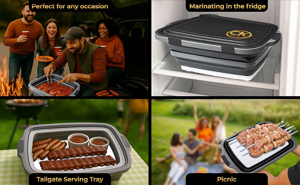 Collapsible strainer with tray and bbq blanket, BBQ accessories for Picnic, Camping Cooking