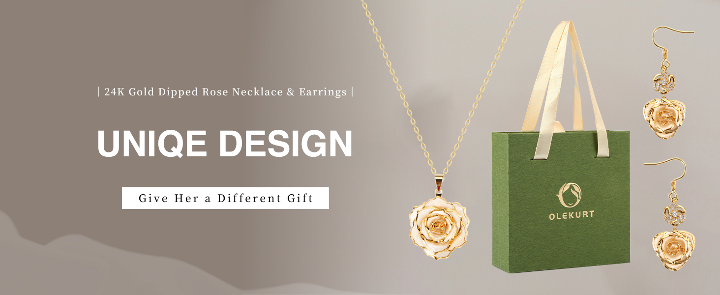 24k gold dipped rose necklace