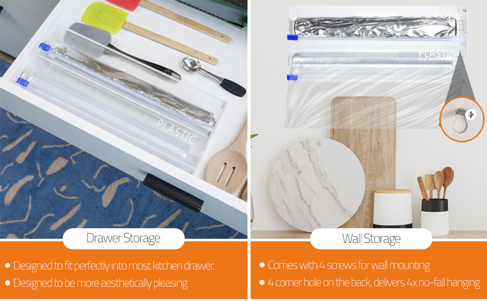 Good Organize Cling Wrap Dispenser with Cutter, 2 in 1