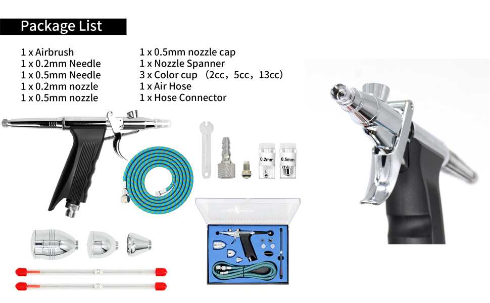 RJGlobal Double Action Trigger Airbrush Kit Air Brush