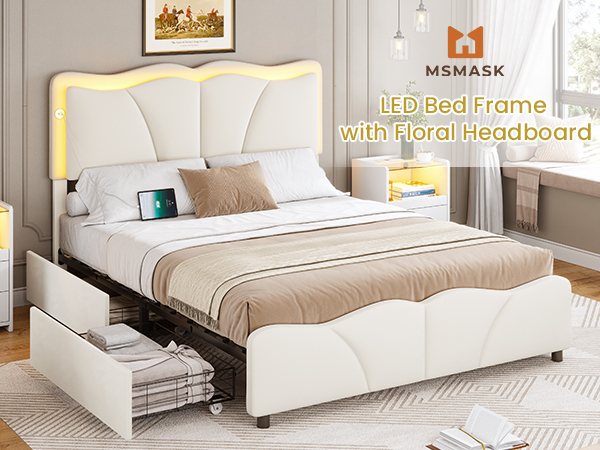 ベッドフレーム BED + MATTRESS with storage - 160x200 cm Amazon.com: ChicZhiNest Full Size Bed Frame with LED