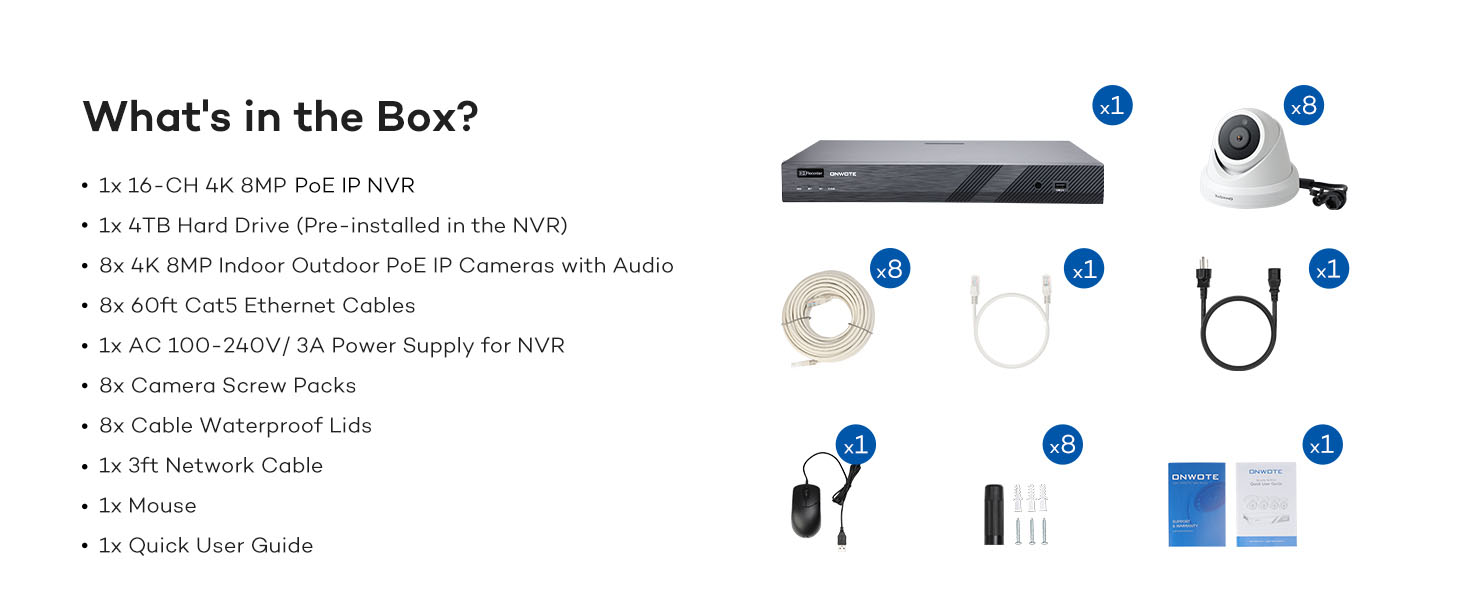 16 channel security camera system 4k poe ip 16ch nvr business commercial onwote surveillance audio