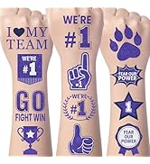 Purple Team Spirit Temporary Tattoos - Gameza 138PCS Purple Spirit Party Favors Supplies Decorati...