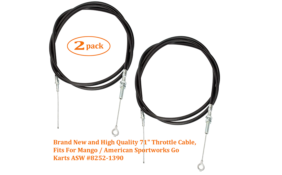 (2Pack) Universal Throttle Cable 63" Long Inner Wire 71