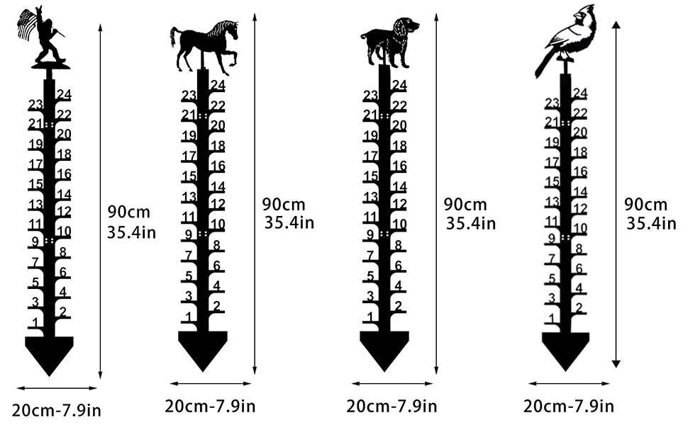 Snow Gauge, 24 Inch Snow Measuring Stick Outdoor, Snowfall