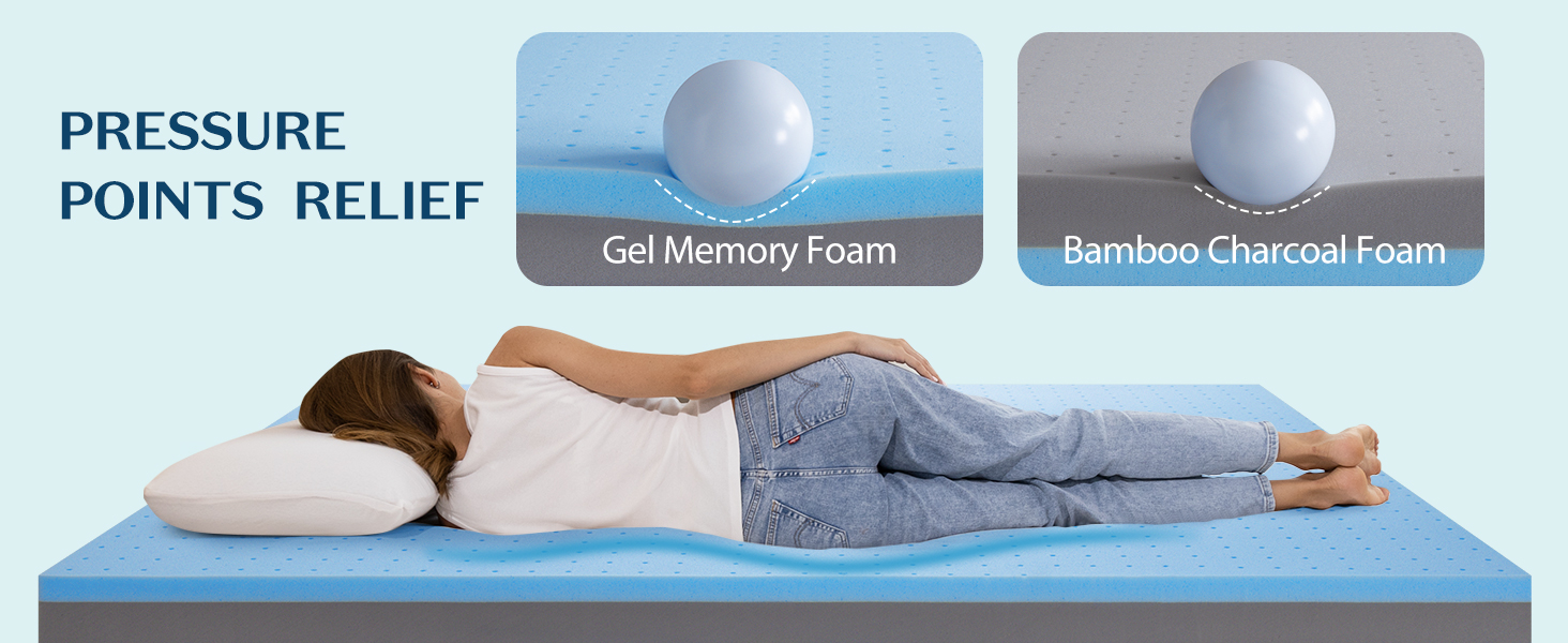 Maxzzz 3 Inch Mattress Topper King, Gel Memory Foam Mattress Topper