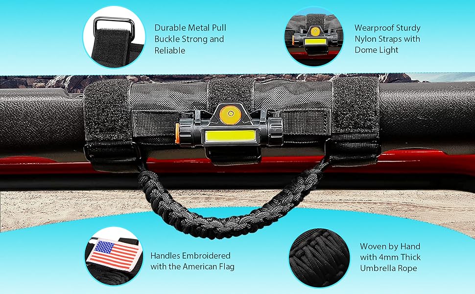 handle graps with USA flag and LED light 2 pack black