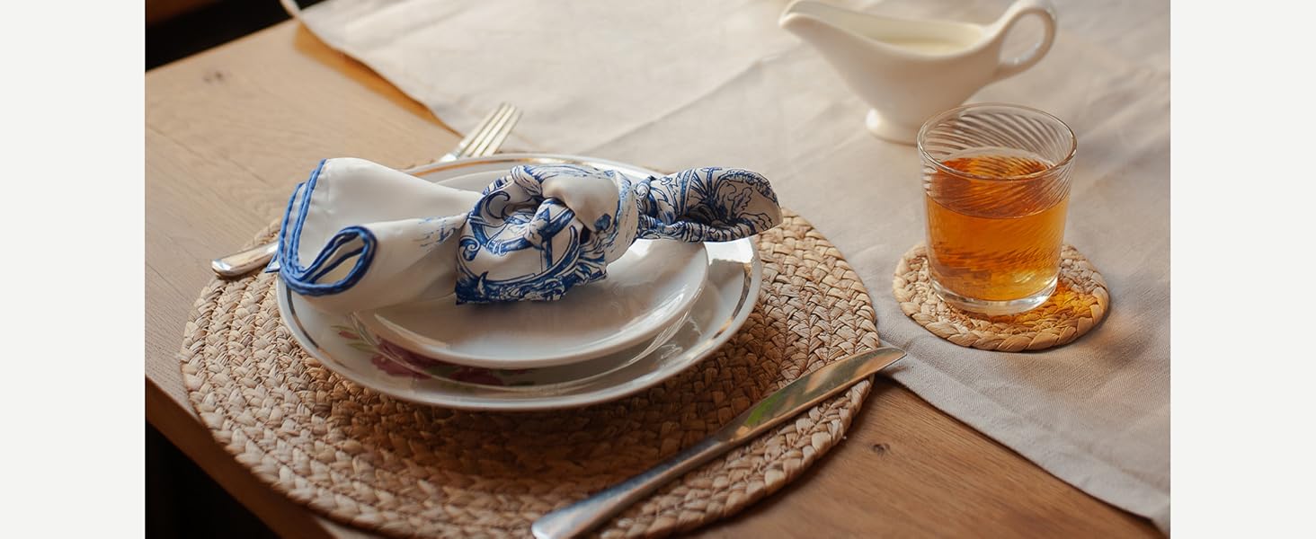 farmhouse placemat wipeable extra wide straw circle placemats braided heat resistant wicker outdoor