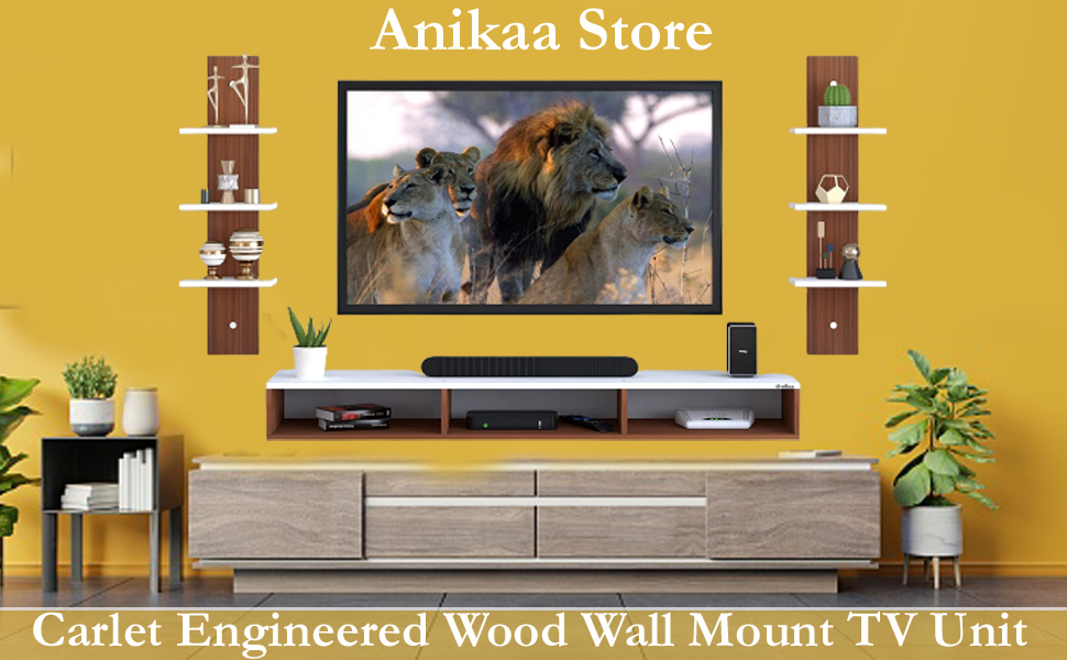 Anikaa Carlet Engineered Wood Wall Mount TV Unit/TV Stand/Wall Set Top