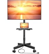 Perlesmith Mobile TV Stand with Power Strip, Rolling TV Stand for 23-60 inch TVs up to 88 lbs, Mo...