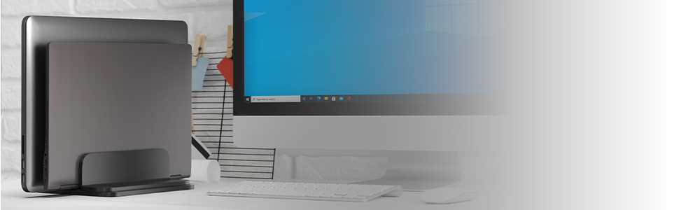 amazon basics Vertical Laptop Stand | Space-Saving Design | Scratch-Resistant | Fits All Laptops Up to 17.3 inches (43.94 cm) 27