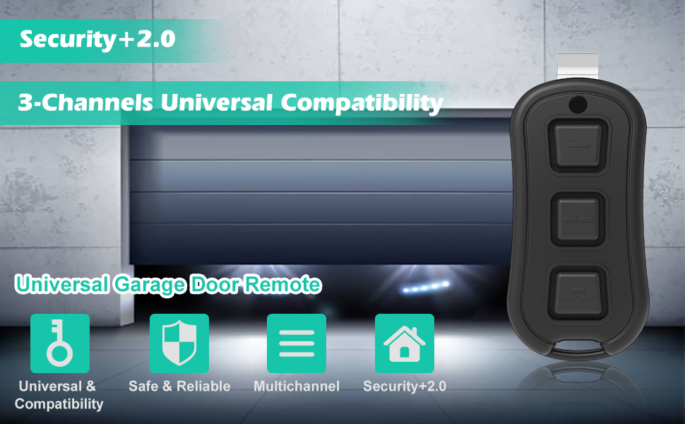 Universal Garage Door Opener Remote Control 893MAX 893LM, 3Button up to Control 3 Doors