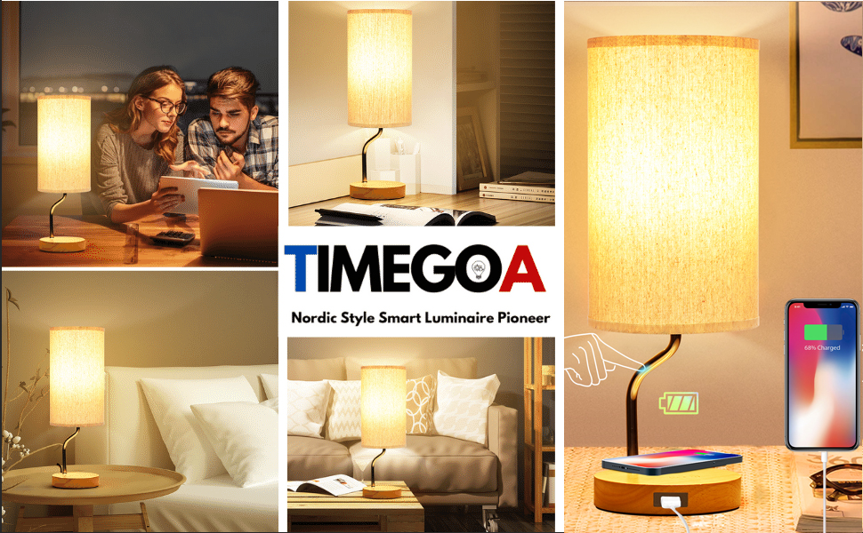 Touch Control Table Lamp with Wireless Charger  and USB Port