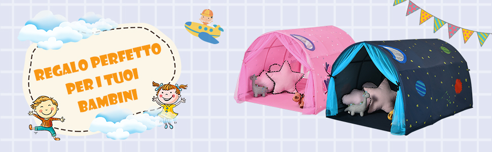 Tenda Da Gioco Per Bambini, Tenda Per Letto Con Borsa Di Trasporto, Casetta Per Bambini Portatile, Per Camera Da Letto Salone Giochi, 144 X 102 X 82 Cm (Blu) 14 1