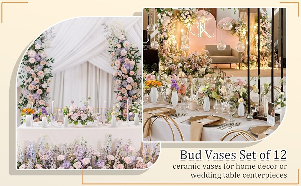 Ceramic Bud Vases Set of 12 White Vases for Centerpiece Small Vase for Flower Mini Ceramic Vase Bulk