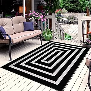 Black and White Striped Area Rug