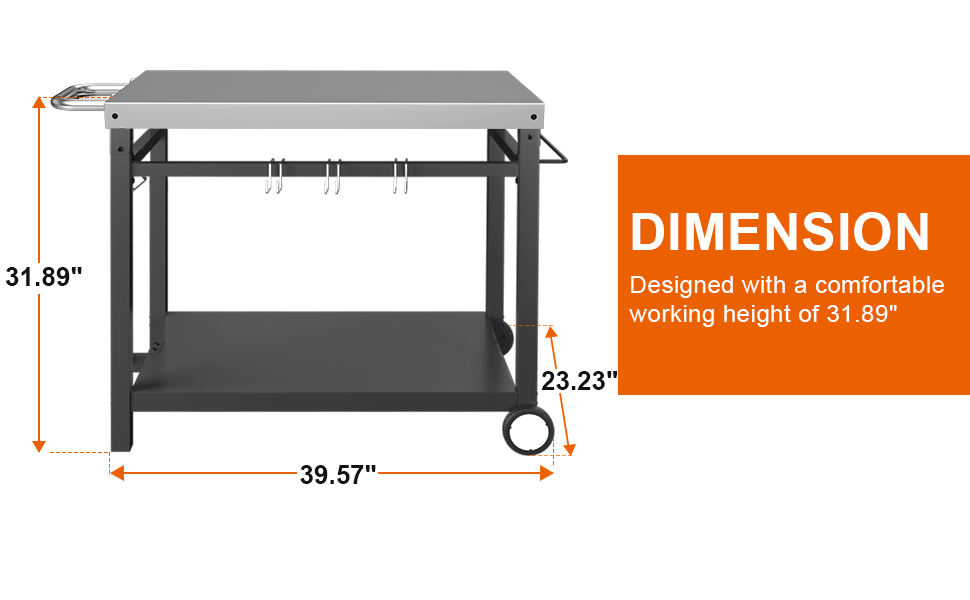 BBQ Future Outdoor Grill Cart Pizza Oven Table, New