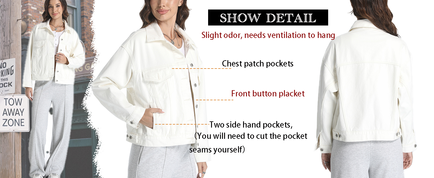 White jean jacket Detail