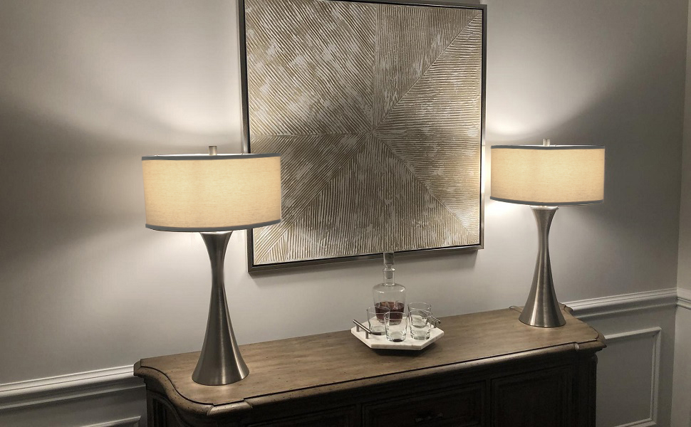 Console Table Lamp Set of 2, Modern Bedside Nightstand Table Lamp for