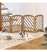 dCee Solid Acacia Wood Dog Gate, Freestanding Dog Gates Indoor Wide 81 in, Foldable Pet Gate with...