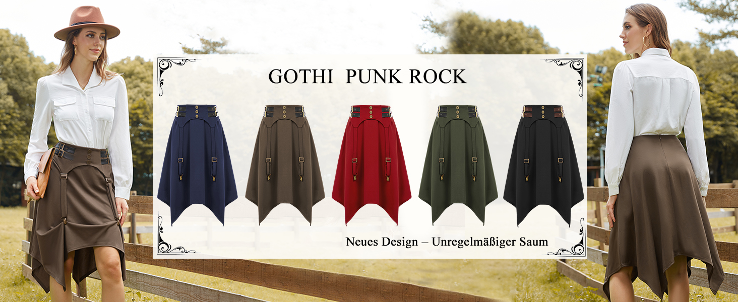 Unregelmäßiger Saumpunkrock von Frauen