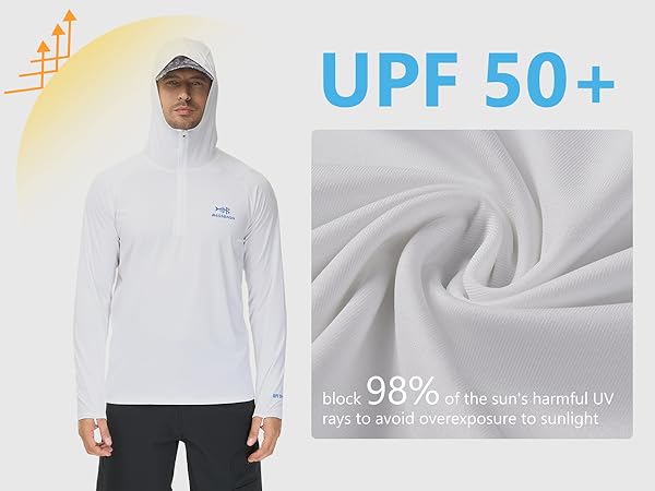BASSDASH Men's UPF 50+ 1/4 Zip Fishing Hoodie Shirt Quick