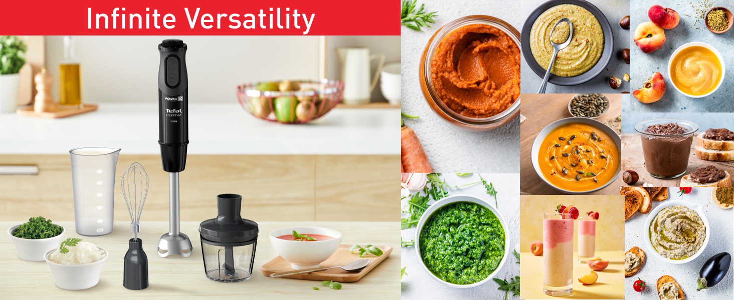 hand blender, whisk, chopper, beaker, recipes, versatility