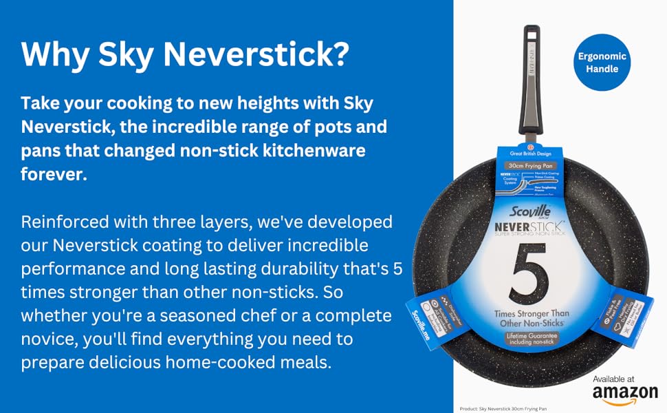 Scoville Neverstick Sky 3 Piece Saucepan Set 16/18/20cm Saucepans