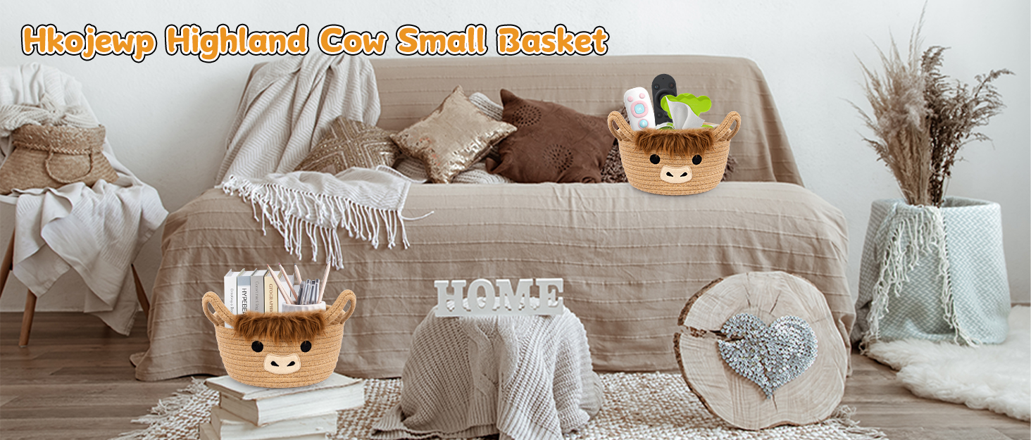 highland cute cow basket
