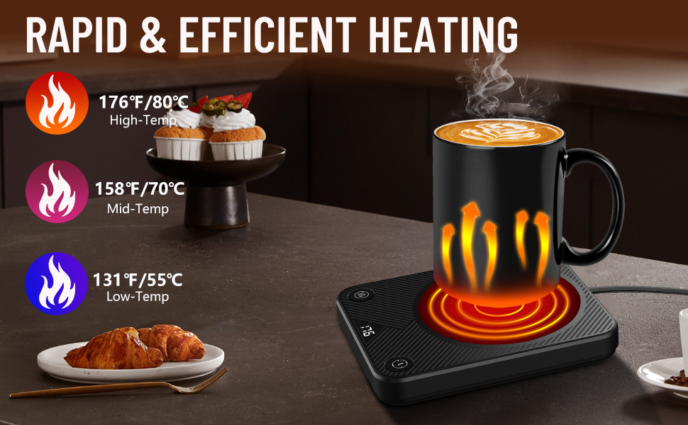 Mug Warmer, Coffee Mug Warmer with 3 Temperature Settings, Coffee Warmer for Desk Auto Shut Off