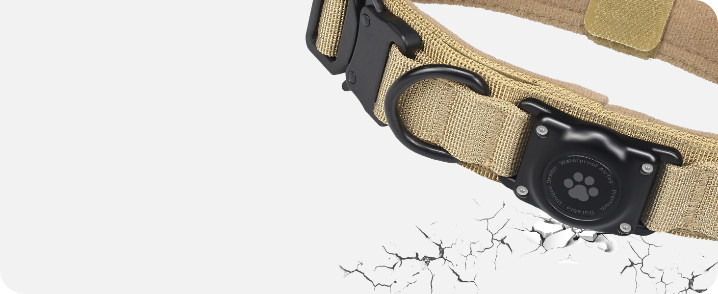 Tactical AirTag Dog Collar, 100 Waterproof Integrated Apple Air Tag Dog Collars