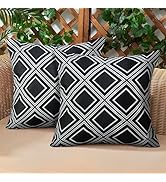Adabana Outdoor Waterproof Throw Pillow Covers Set of 2 Outdoor Pillow Covers for Patio Furniture...