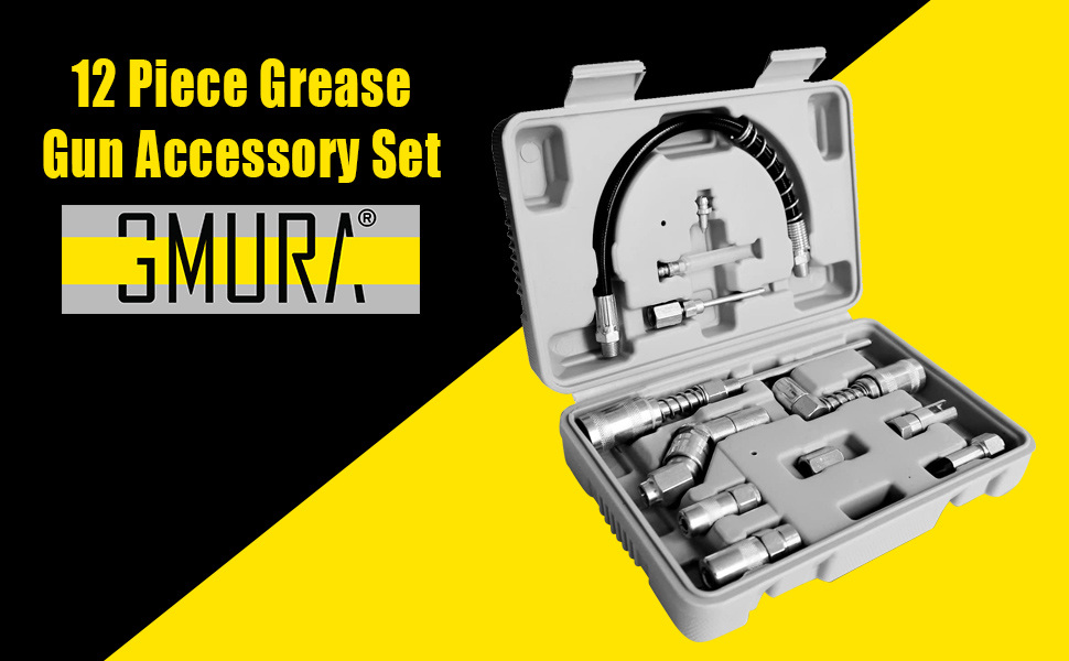 Grease Gun Accessory Set 12 Piece, Grease Coupler Kit and