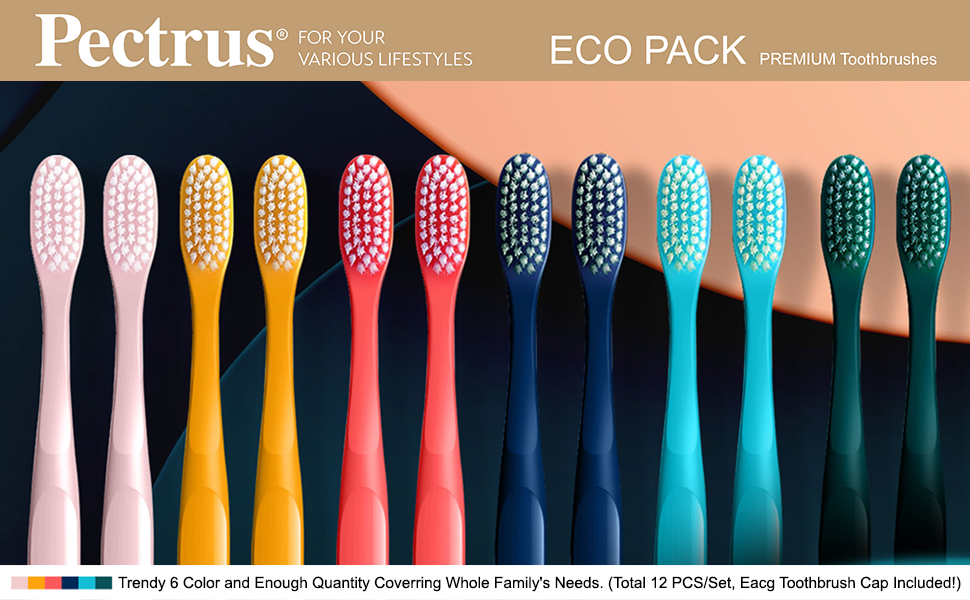 PECTRUS Extra Soft Manual Toothbrushes for Adults, Regular