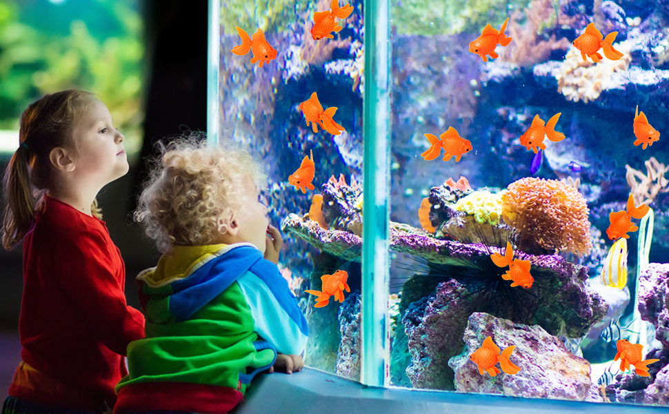 MIKIMIQI 12 Pcs Artificial Aquarium Fishes Plastic Goldfish