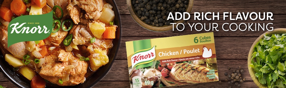 Add rich flavour to your cooking with Knorr Chicken Bouillon Cubes.
